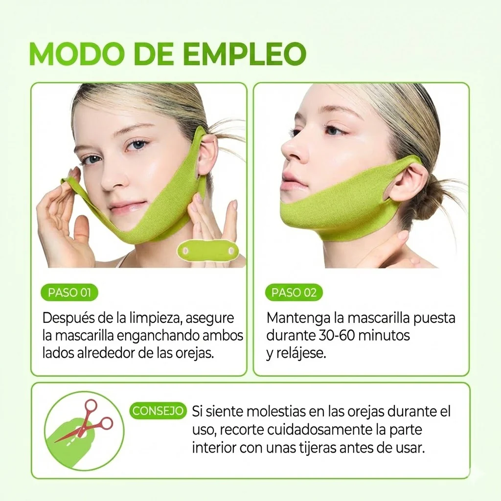 Mascarilla Facial 'V-Up' de Hidrogel Refrescante para Reducir Papada, Desinflamar y Definir el Contorno (Efecto Lifting) - Image 7