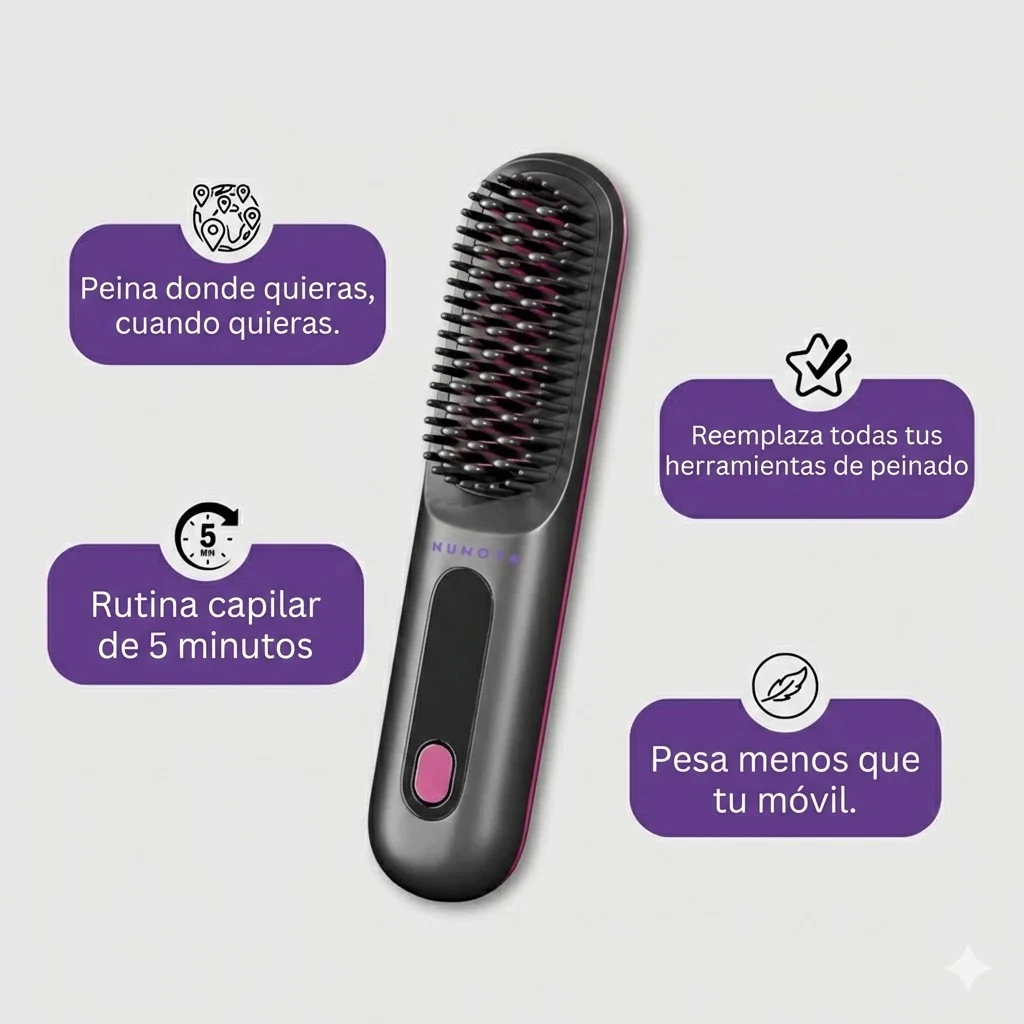 Cepillo Alisador Térmico de Cerámica 'GoBrush Pro' para Control de Frizz, Remolinos y Peinado Rápido (Ideal Pelo Corto) - Image 3