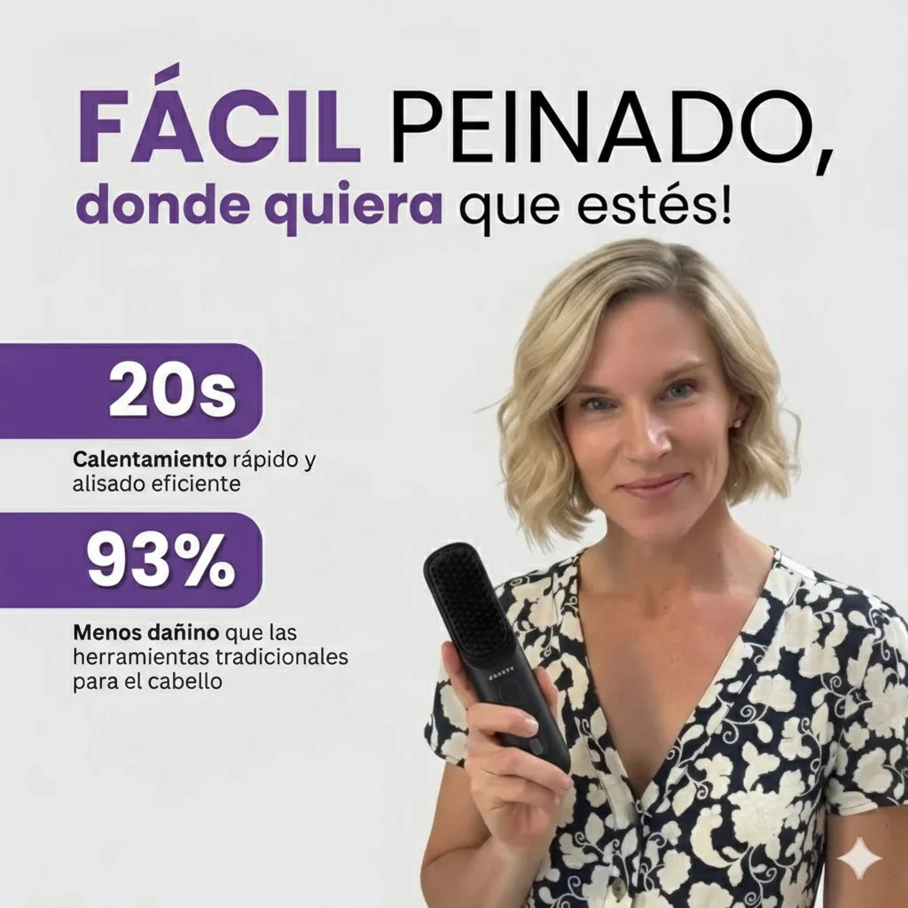 Cepillo Alisador Térmico de Cerámica 'GoBrush Pro' para Control de Frizz, Remolinos y Peinado Rápido (Ideal Pelo Corto) - Image 7