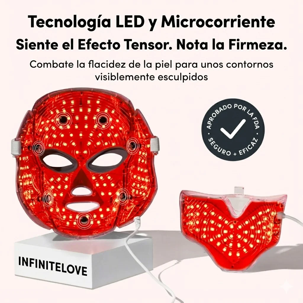 Máscara Facial Anti-Edad de 7 Colores LED y Microcorriente (EMS) para Lifting de Papada y Reafirmar Mejillas - Image 3