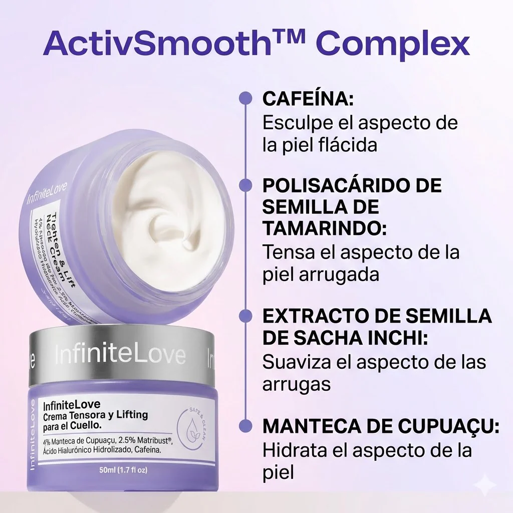 Crema Reafirmante de Cuello y Escote con 2.5% Matribust®, Cafeína y Cupuaçu para Flacidez, Papada y 'Tech Neck' - Image 5