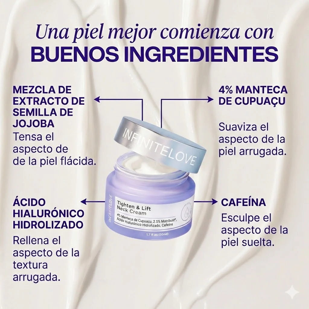 Crema Reafirmante de Cuello y Escote con 2.5% Matribust®, Cafeína y Cupuaçu para Flacidez, Papada y 'Tech Neck' - Image 7