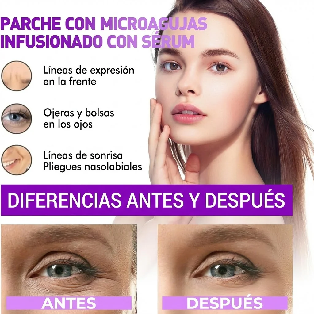 Parches de Microagujas 'MicroGlow' Infusionados con Retinol y Ácido Hialurónico para Rellenar Arrugas, Bolsas y Ojeras - Image 5