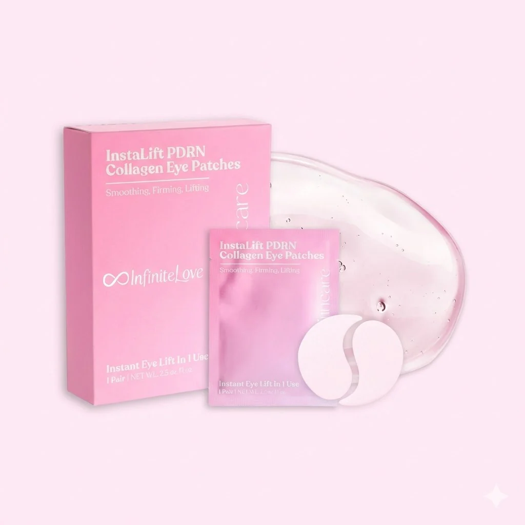 Parches de Ojos Coreanos Instantáneos con ADN Regenerativo y Colágeno para Bolsas, Ojeras y Patas de Gallo en 10 Minutos