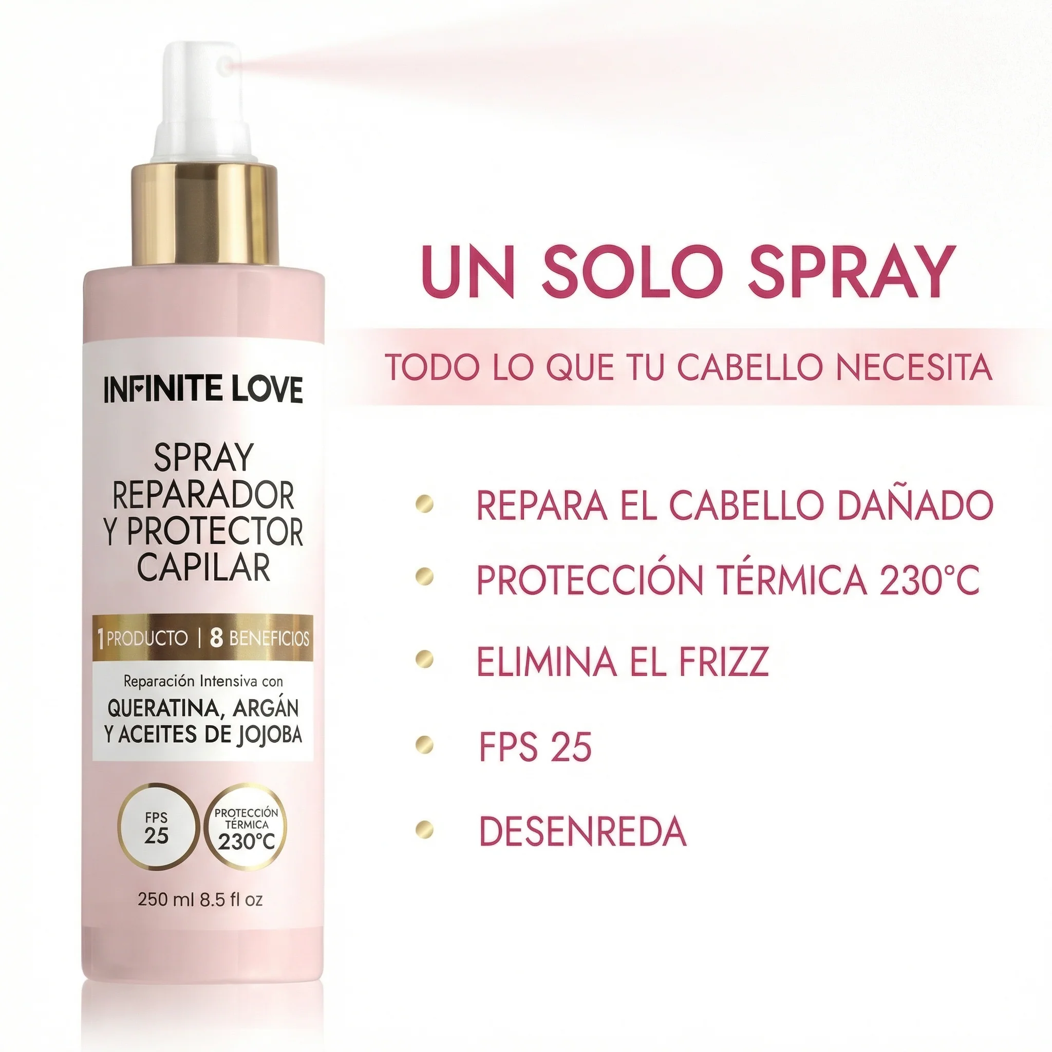 Spray Protector Térmico Capilar 'Ella Bella' 4 en 1 con Keratina y Argán - Image 2