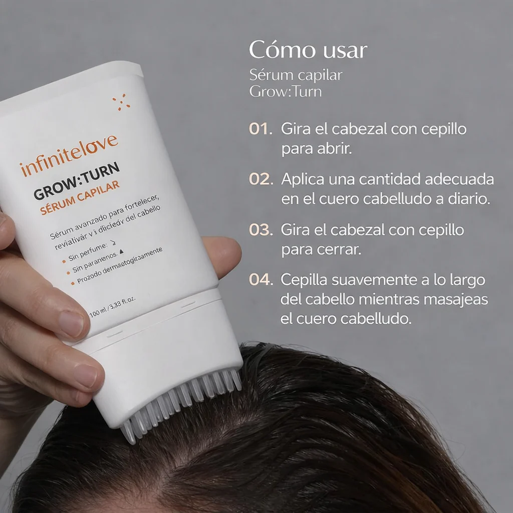 Suero Estimulador de Crecimiento Capilar con Cepillo Masajeador Integrado para Frenar la Caída y Engrosar el Cabello - Image 2